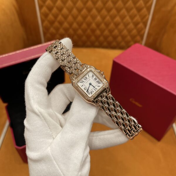 Cartier Panther WJPN0009 (Rose Gold, Swarovski Diamonds, Blue Sapphire, Silver Dial)