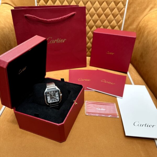 Cartier Santos Series WSSA0037 (Gradient Gray Dial, Automatic Movement, Stainless Steel, Multi-Faceted Spinel Crown)