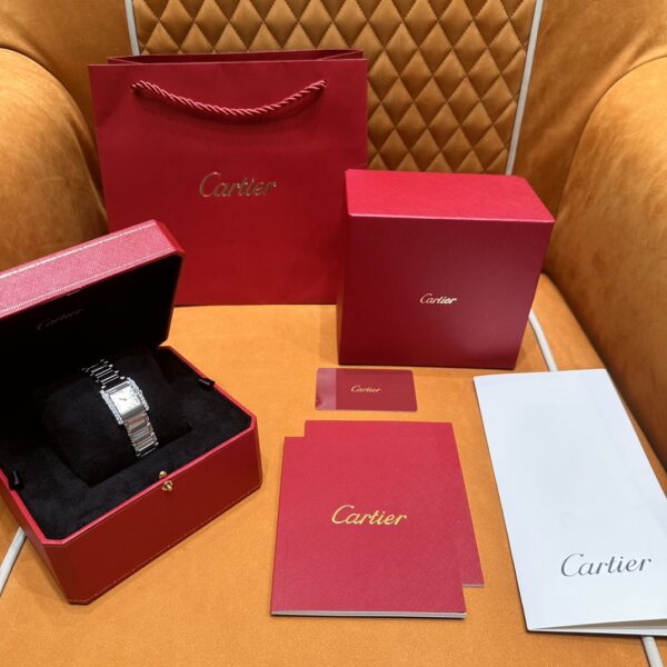 Cartier Tank Française Series Ref. W4TA0020 (Silver Dial, Stainless Steel, with Diamonds)