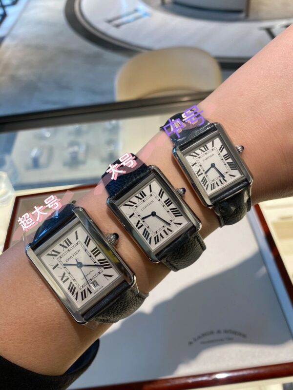 Tank Series WSTA0029 (Extra Large Size, Silver Dial, Stainless Steel Case, Crocodile Leather Strap)
