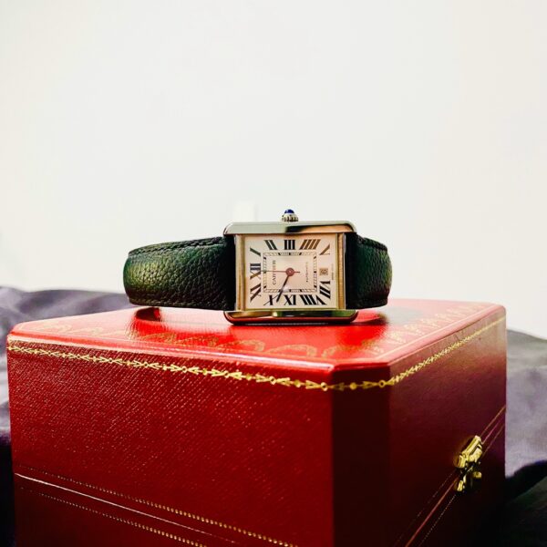 Tank Series WSTA0029 (Extra Large Size, Silver Dial, Stainless Steel Case, Crocodile Leather Strap)