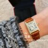 Cartier Tank Series W1529856 (Small, Stainless Steel, Pearl Silver Dial, Brown Crocodile Leather Strap)
