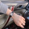 Cartier Tank Series WSTA0042 (New Small, Stainless Steel, Pearl Silver Dial, Black Calfskin Leather Strap)