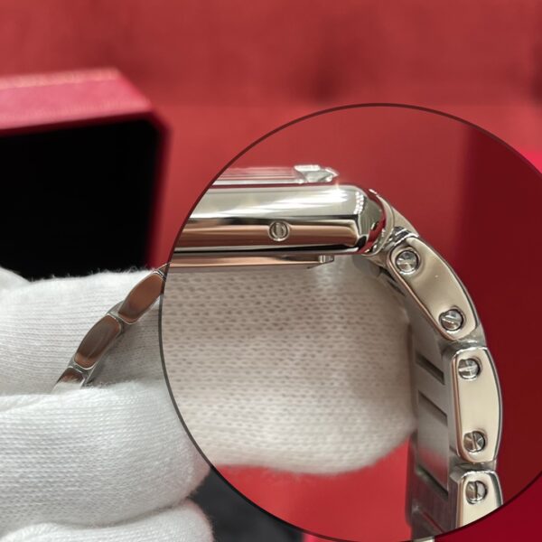 Cartier Tank Series WSTA0051 (Small, Stainless Steel, Pearl Silver Dial, Metal Strap)