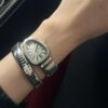 Bvlgari Serpenti Series 101816 SP35C6SDS.1T (White, Stainless Steel, Pink Spinel Crown, Diamond Bezel, Swiss Quartz Movement)