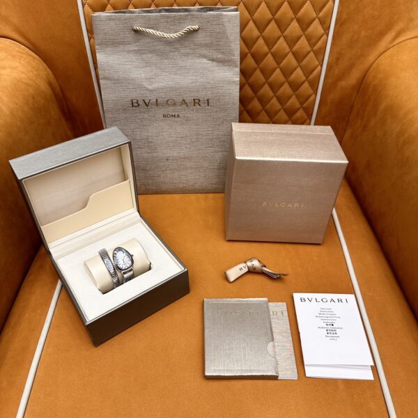 Bvlgari Serpenti Series 101828 SP35C6SS.1T/L (White, Stainless Steel, Pink Spinel Crown, Swiss Quartz Movement)