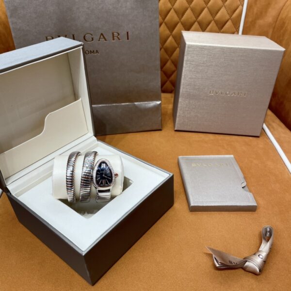 Bvlgari Serpenti Series 102099 SP35BSPGD.2T (Black, Rose Gold, Diamond-Studded, Ceramic Crown, Swiss Quartz Movement)