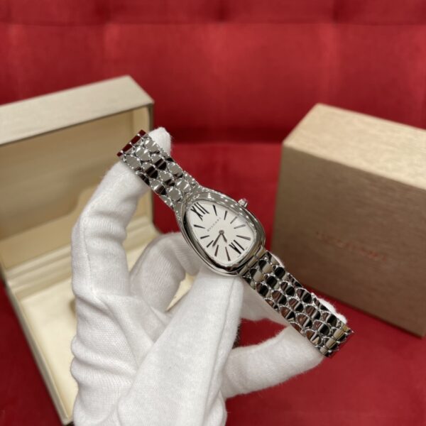 1 BVLGARI SERPENTI Series 103141 (Silver, Stainless Steel, Opal Dial, Natural Purple-Red Gem Crown, Swiss Quartz Movement)