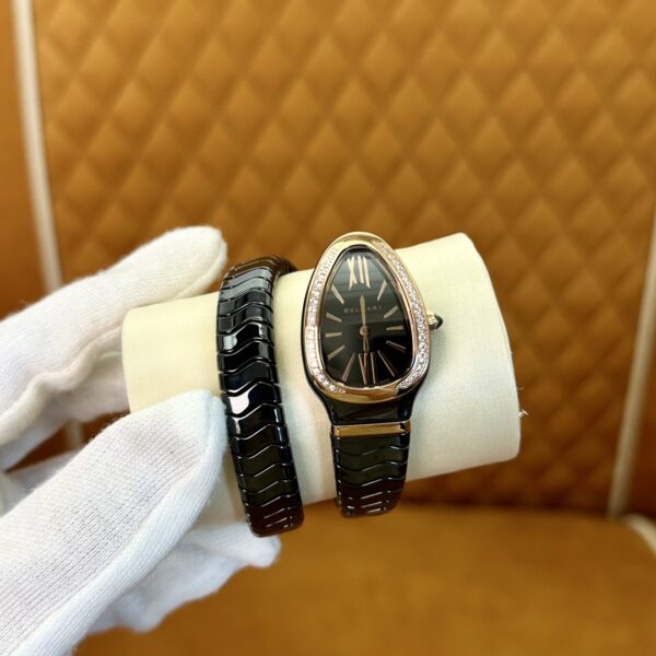 Bvlgari Serpenti 102532 (Black Dial, Rose Gold & Diamond Accents, 35mm)
