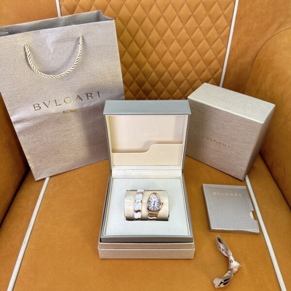 BVLGARI Serpenti 27HF00 (White Dial, Rose Gold & Ceramic)