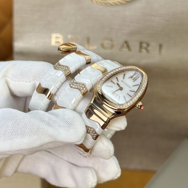 BVLGARI Serpenti 33HF00 (White Dial, Rose Gold & Ceramic)