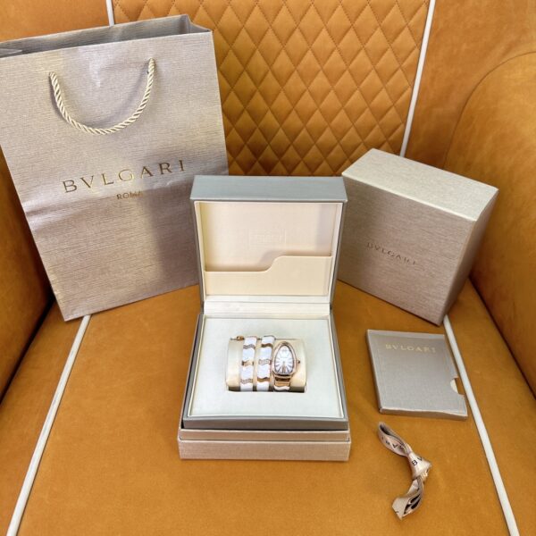 BVLGARI Serpenti 33HF00 (White Dial, Rose Gold & Ceramic)