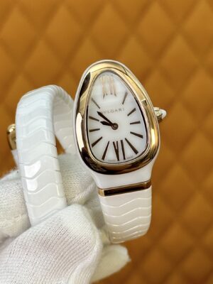 BVLGARI Serpenti 27HF00 (White Dial, Rose Gold & Ceramic 35mm)