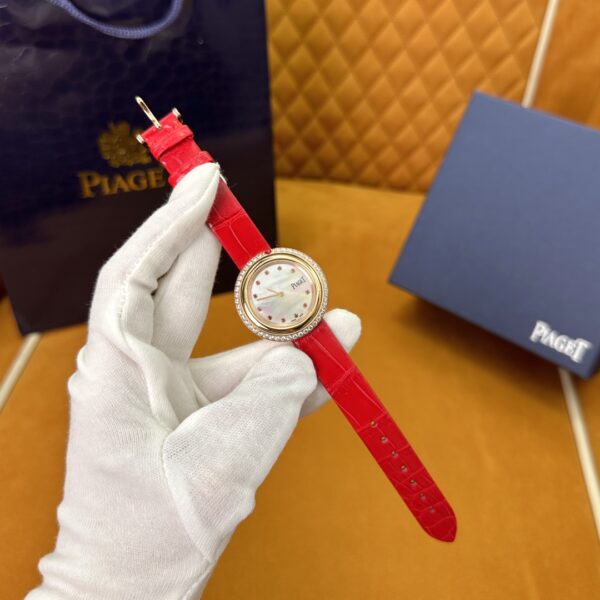 1 Piaget Limelight Movement - Ruby and Mother-of-Pearl Dial with Alligator Strap G0A43090 (Red & White)
