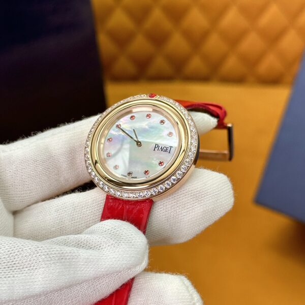 1 Piaget Limelight Movement - Ruby and Mother-of-Pearl Dial with Alligator Strap G0A43090 (Red & White)