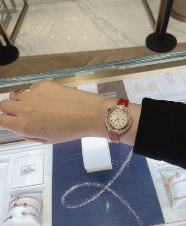 1 Piaget Limelight Movement - Ruby and Mother-of-Pearl Dial with Alligator Strap G0A43090 (Red & White)
