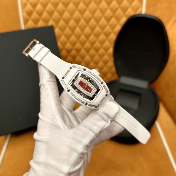 1 Richard Mille RM07-01 (White Ceramic, Red Bezel with Diamonds)