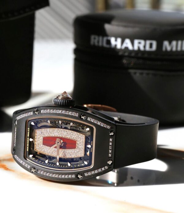Richard Mille RM07-01 (Black Ceramic, Red Bezel with Diamonds)