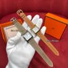 Hermès Heure H Watch (White Dial, Gold Brown Epsom Calf Leather Strap)