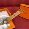 Hermès Heure H Watch (White Dial, Gold Brown Epsom Calf Leather Strap)