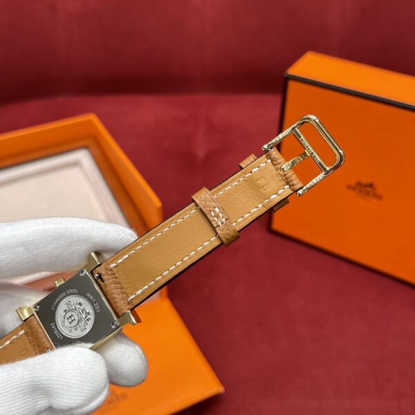Hermès Heure H Watch (White Dial, Gold Brown Epsom Calf Leather Strap)