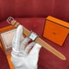Hermès Heure H Watch (White Dial, Gold Brown Epsom Calf Leather Strap)