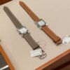 Hermès Heure H Watch (White Dial, Gold Brown Epsom Calf Leather Strap)