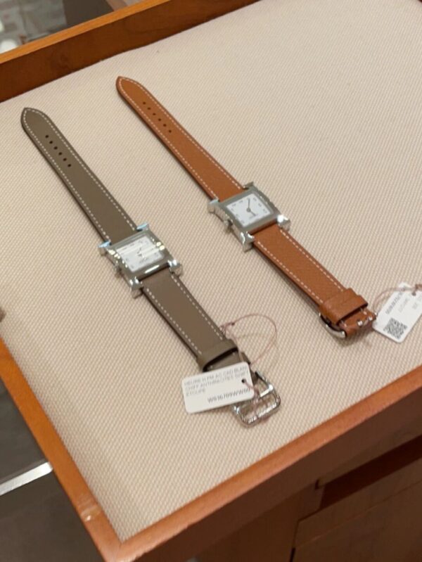 Hermès Heure H Watch (White Dial, Gold Brown Epsom Calf Leather Strap)