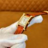 Hermès Heure H Watch (Mother of Pearl Dial, Orange Crocodile Leather Strap)