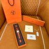 Hermès Heure H Watch (Mother of Pearl Dial, Orange Crocodile Leather Strap)