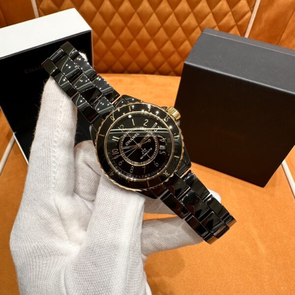 Chanel J12 Series H9541 (Ceramic & 18K Yellow Gold, Black Dial)
