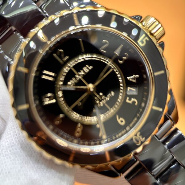Chanel J12 Series H9541 (Ceramic & 18K Yellow Gold, Black Dial)