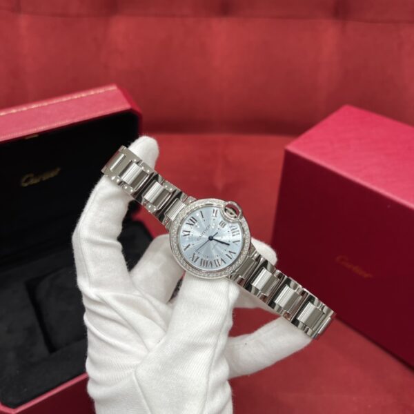 Ballon Bleu de Cartier W4BB0028 (Ice Blue Dial, Diamond Bezel, Stainless Steel)