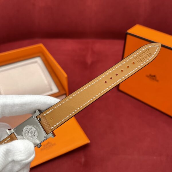 Hermès Heure H Watch (White Dial, Gold Brown Epsom Calf Leather Strap)