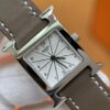 Hermès Heure H Watch (White Dial, Elephant Grey Swift Calf Leather Strap)