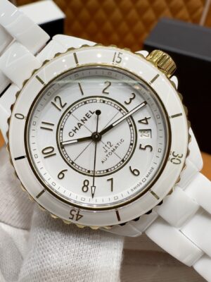 Chanel J12 Series H9540 (Ceramic & 18K Yellow Gold, White Dial)