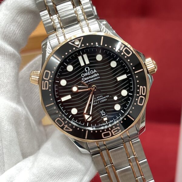 Omega Seamaster Diver 210.20.42.20.01.001 (Black Enamel Dial, 18K Rose Gold Case, Ceramic Bezel)