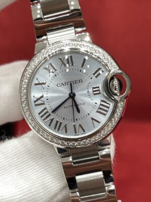 Ballon Bleu de Cartier W4BB0028 (Ice Blue Dial, Diamond Bezel, Stainless Steel)