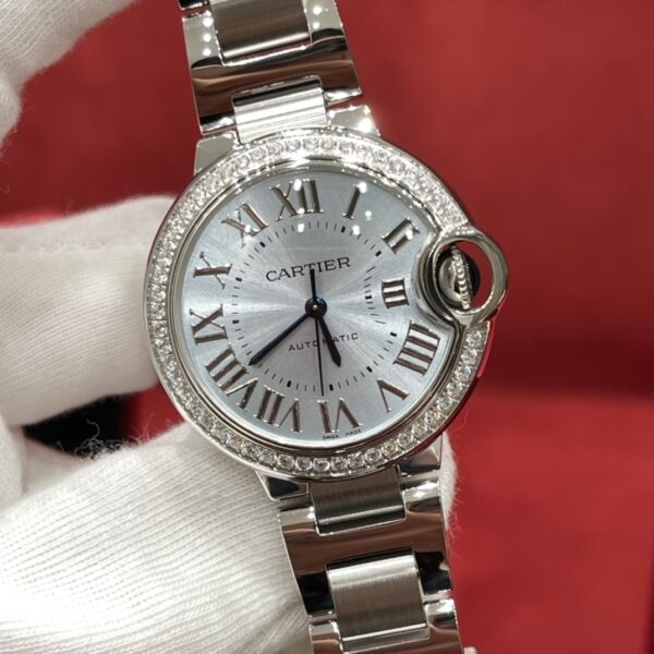 Ballon Bleu de Cartier W4BB0028 (Ice Blue Dial, Diamond Bezel, Stainless Steel)