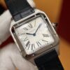Cartier Santos Series WSSA0022 (Large Size, Stainless Steel with Blue Crocodile Leather Strap)