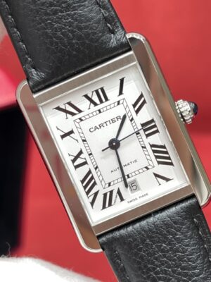 Tank Series WSTA0029 (Extra Large Size, Silver Dial, Stainless Steel Case, Crocodile Leather Strap)