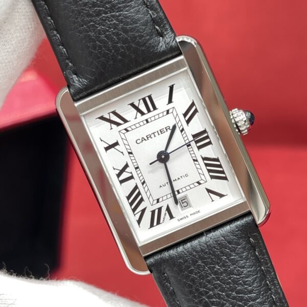 Tank Series WSTA0029 (Extra Large Size, Silver Dial, Stainless Steel Case, Crocodile Leather Strap)