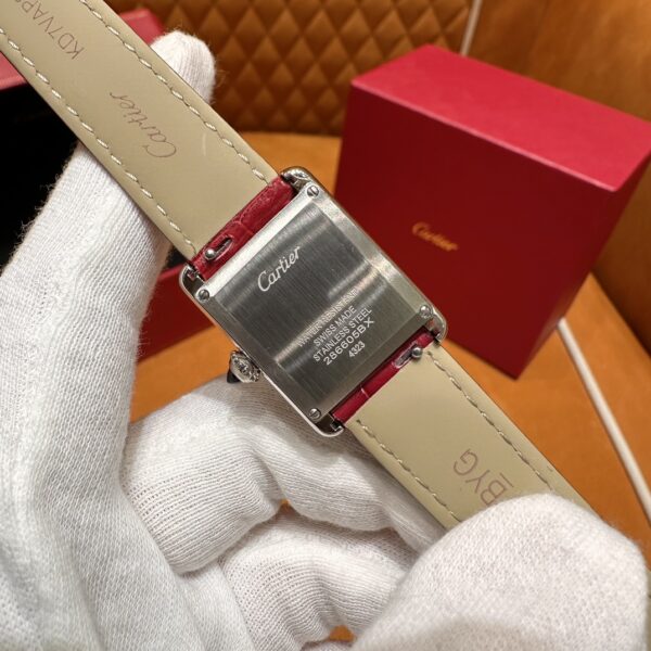 Cartier Tank Series W4TA0022 (Small Size, Red Dial, Red Crocodile Leather Strap, 40 Diamonds)