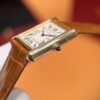 Cartier Tank Series W1529756 (Small Size, 18K Gold, Pearl Silver Dial, Brown Crocodile Leather Strap)