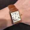 Cartier Tank Series W1529756 (Small Size, 18K Gold, Pearl Silver Dial, Brown Crocodile Leather Strap)