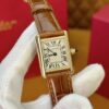 Cartier Tank Series W1529856 (Small Size, 18K Gold, Pearl Silver Dial, Brown Crocodile Leather Strap)