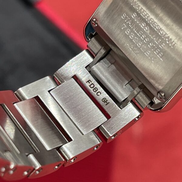 Cartier Tank Series WSTA0051 (Small, Stainless Steel, Pearl Silver Dial, Metal Strap)