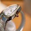 BVLGARI SERPENTI Series 103648 (Two-Tone, Stainless Steel & 18K Gold, Diamond Bezel, White Lacquered Dial, Pink Spinel Crown, Swiss Quartz Movement)