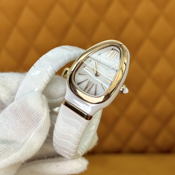2 BVLGARI Serpenti 27HF00 (White Dial, Rose Gold & Ceramic 35mm)
