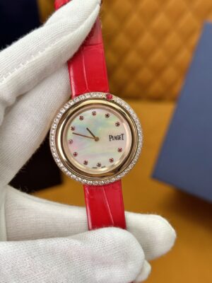 Piaget Limelight Movement - Ruby and Mother-of-Pearl Dial with Alligator Strap G0A43090 (Red & White)